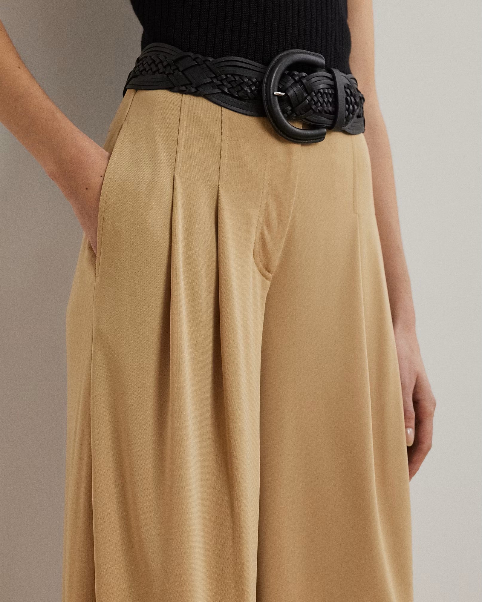 Chabrell Full-Length Pleated Matte Jersey Pants