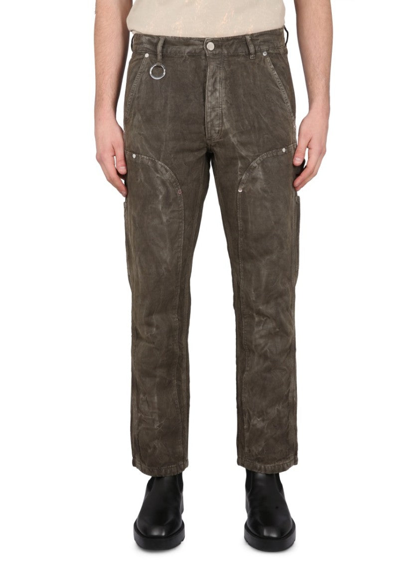 Relaxed Fit Textured Cotton-Linen Pants