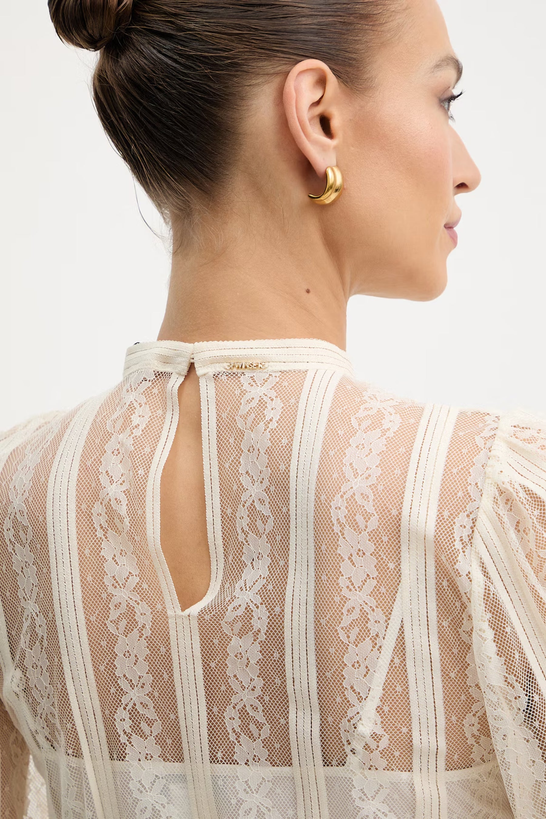 Sheer Lace Dress with High Neckline