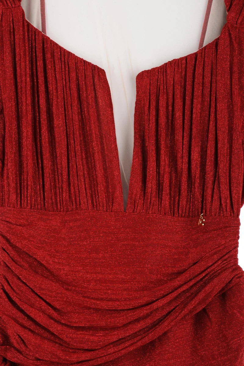 Lamé Mini Dress - Red