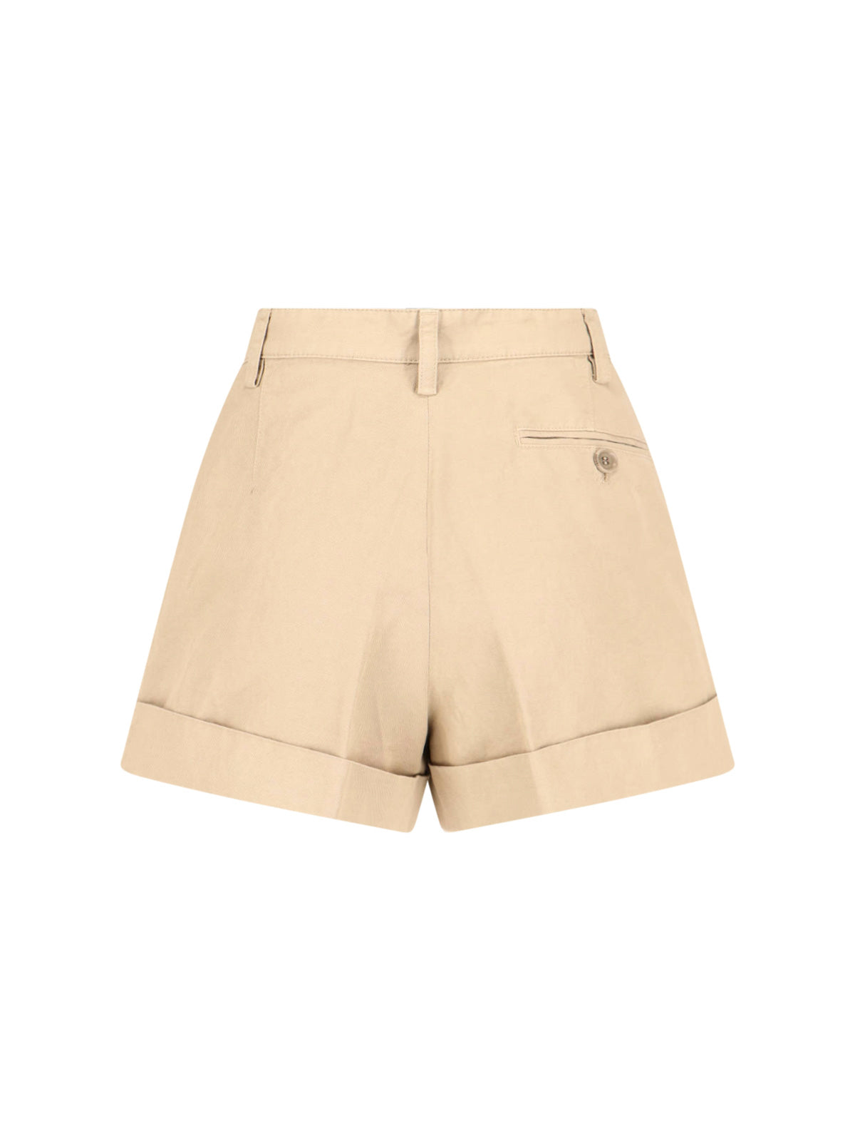 Beige Cotton Linen Shorts