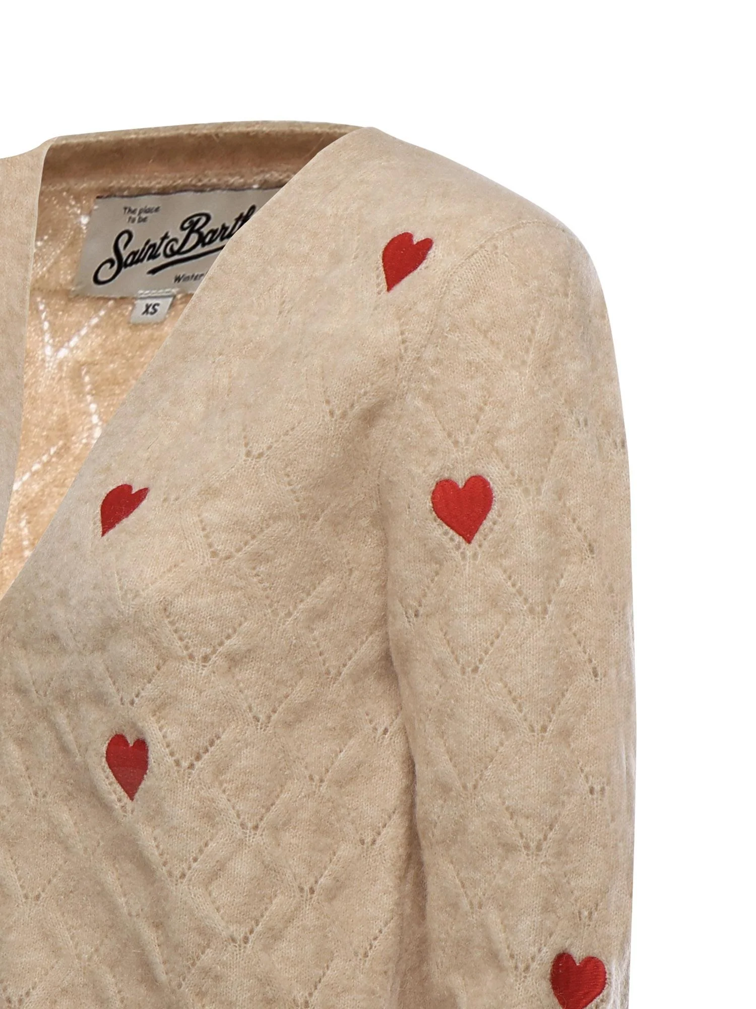 Alpaca Knit Cardigan With Diamond Pattern