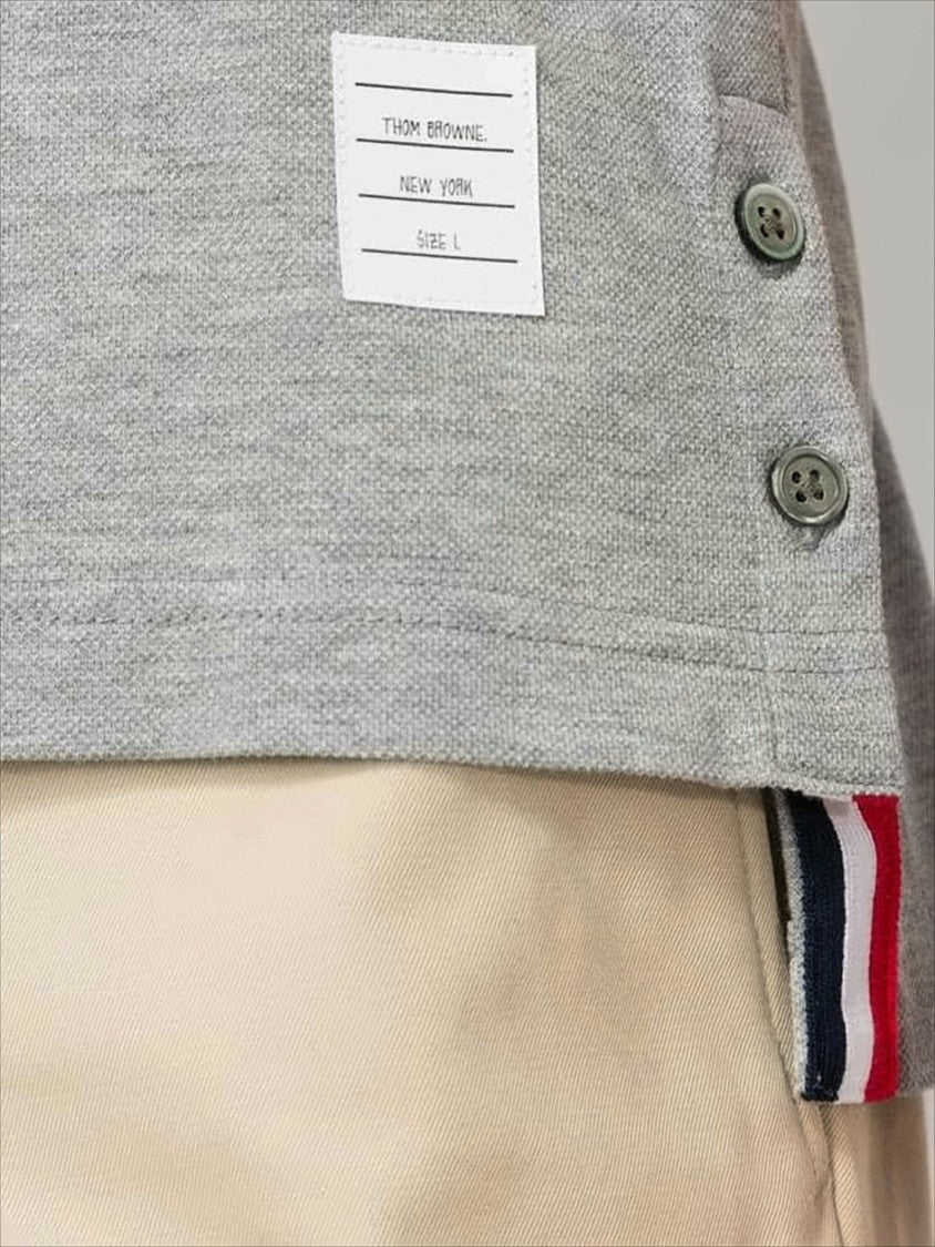 Classic Grey Polo Shirt with Tricolor Accents