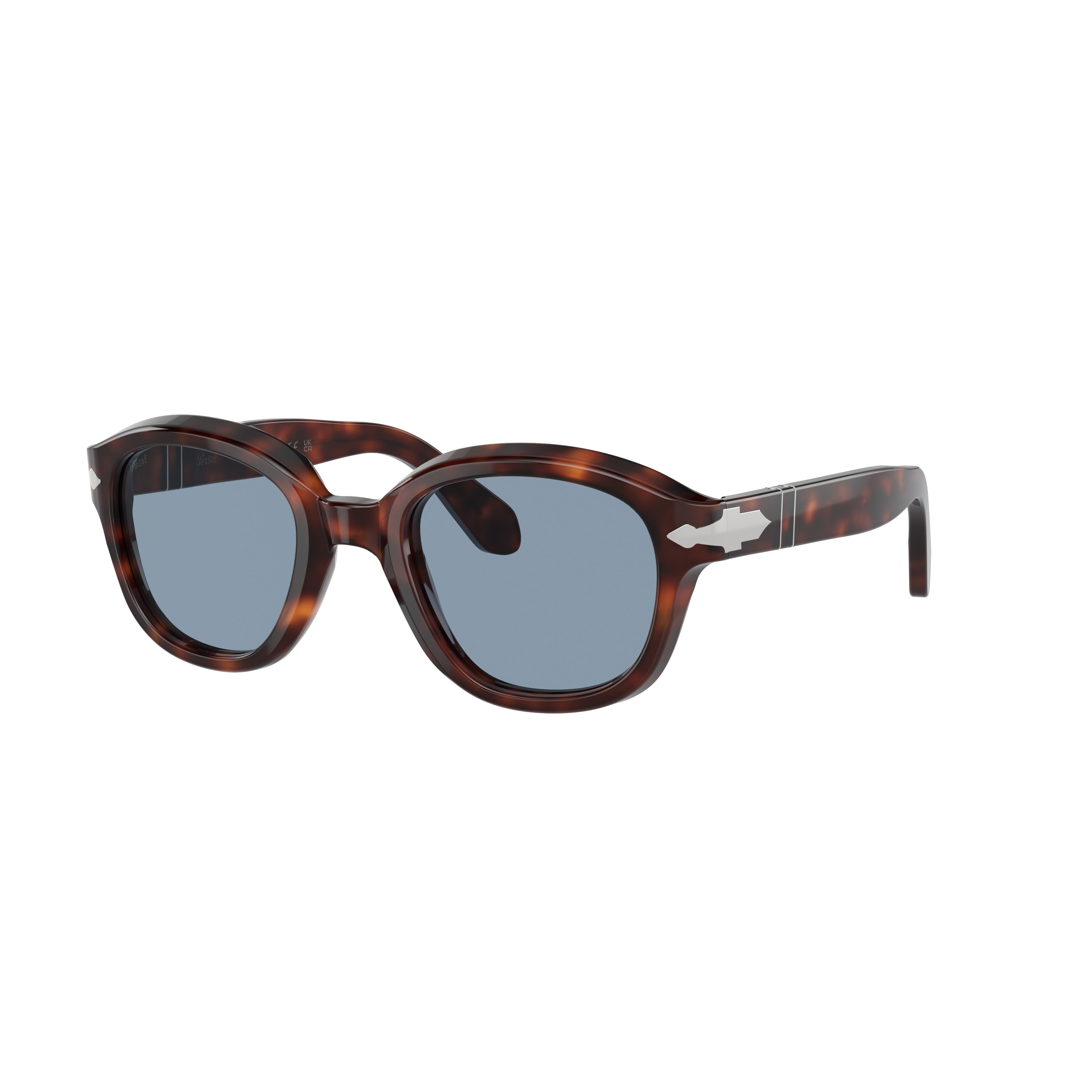 0po0060s Rounded Tortoiseshell Acetate Sunglasses with Silver Arrow Detail