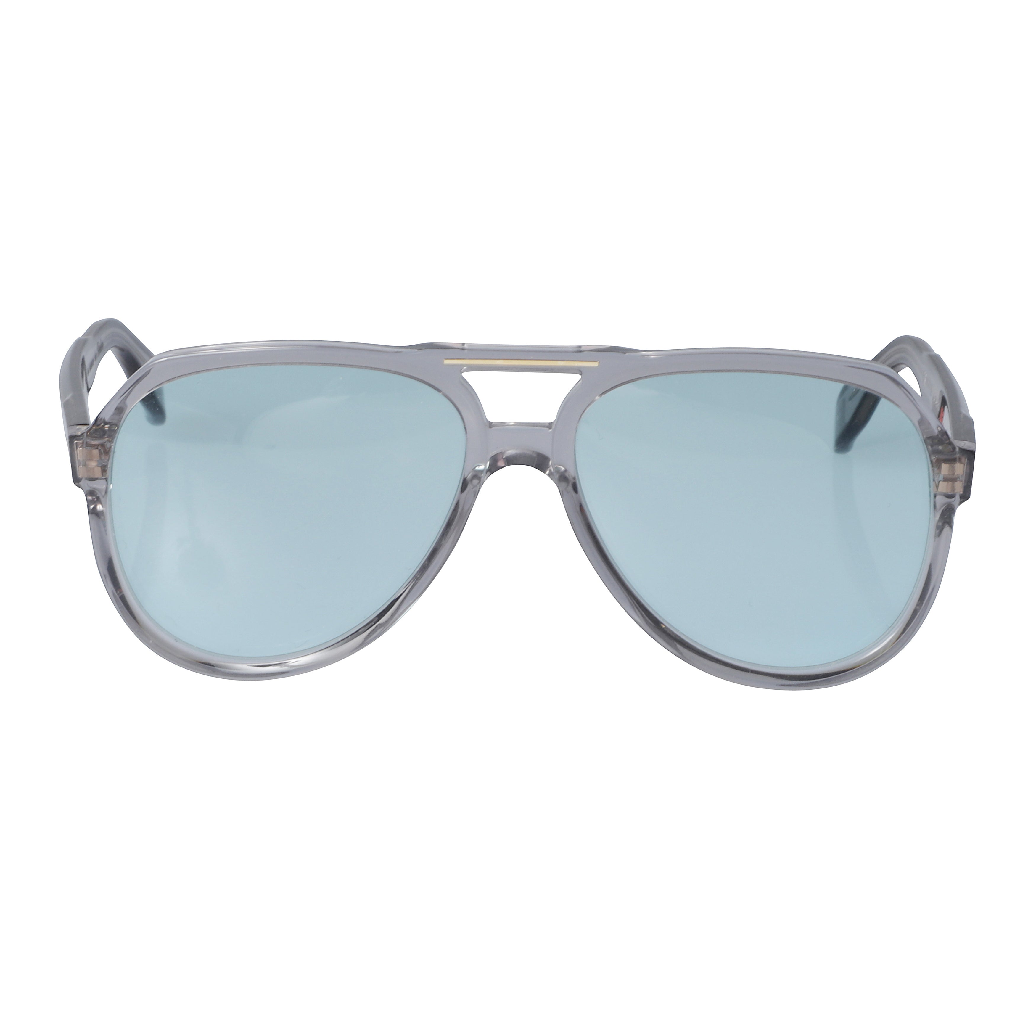 Big Pilot Aviator-Style Sunglasses with Translucent Grey Rims