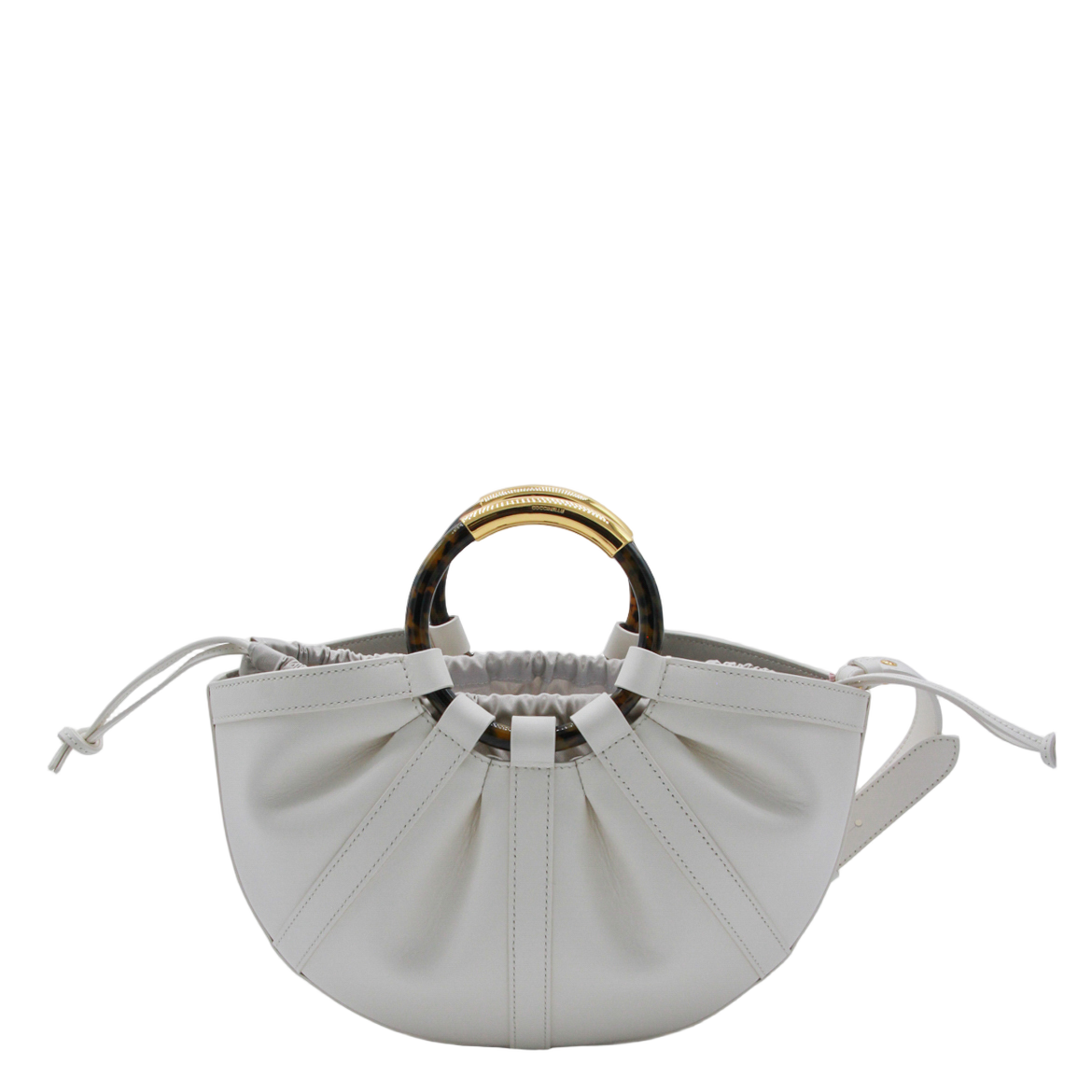 Soft-Gathered Handbag with Tortoiseshell Accents