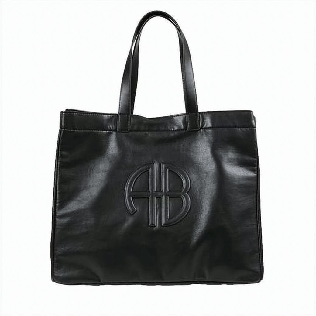 Structured Black Tote Bag in Recycled Leather