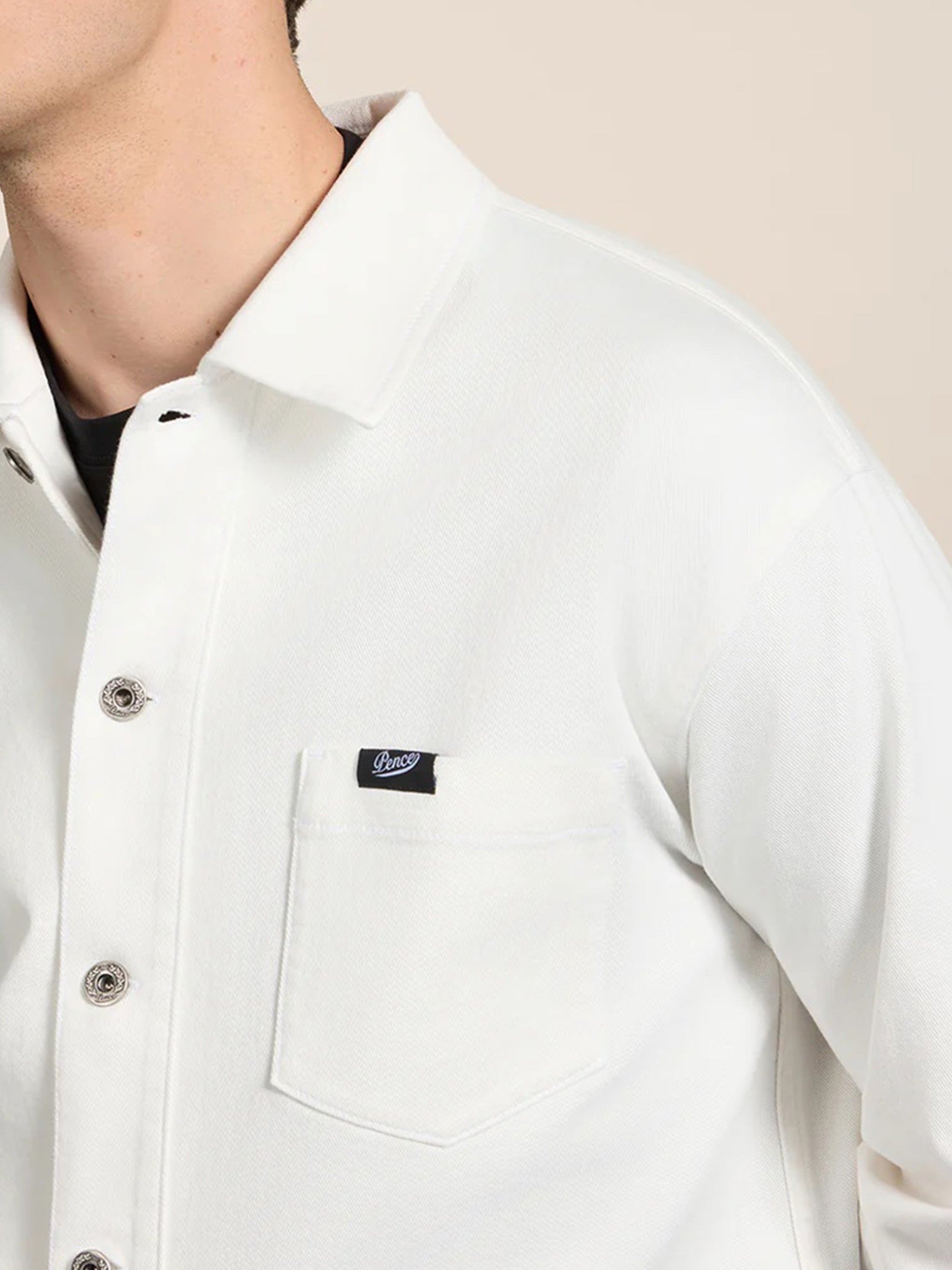 White Tommy Button Up Cotton Jacket