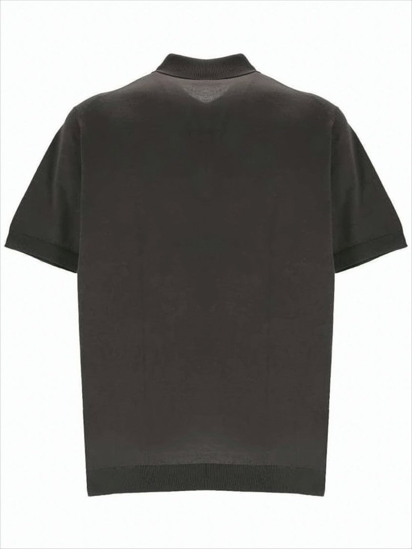 Minimalist Black Cotton Polo Shirt With Classic Collar