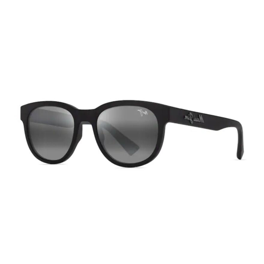Maoli Matte Black Rounded Frame Sunglasses with Gradient Grey Lenses
