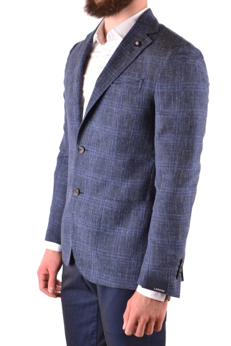 Tailored Blazer With Subtle Check Pattern