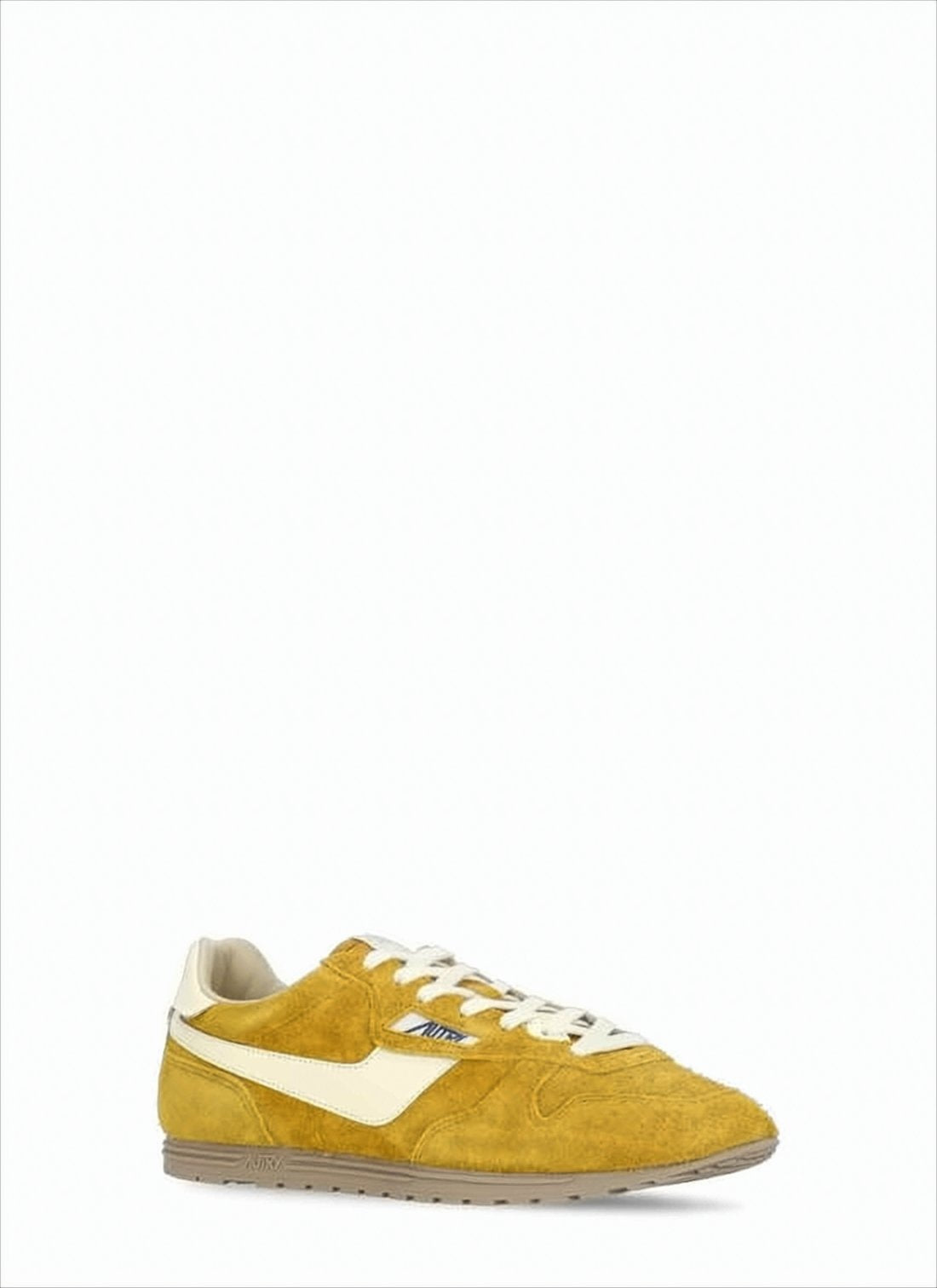 Mustard Yellow Suede Sneakers with White Accents