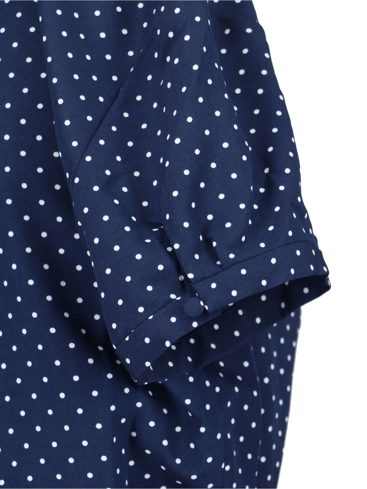Navy Blue Midi Dress with Polka Dot Pattern
