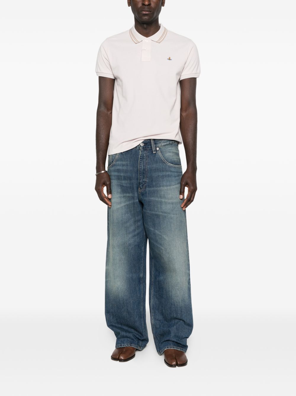 Short-Sleeved Polo Shirt With Dual Stripe Detail