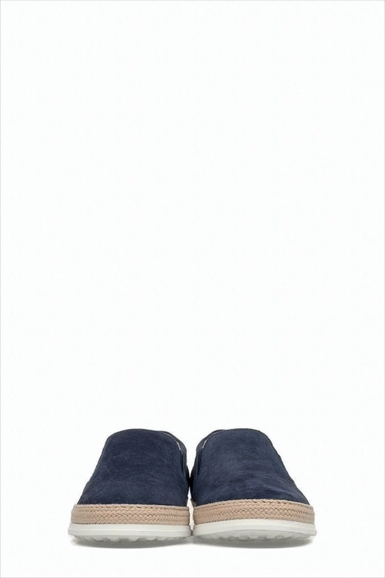 Slip-On Blue Suede and Leather Sneakers with Textured Sole
