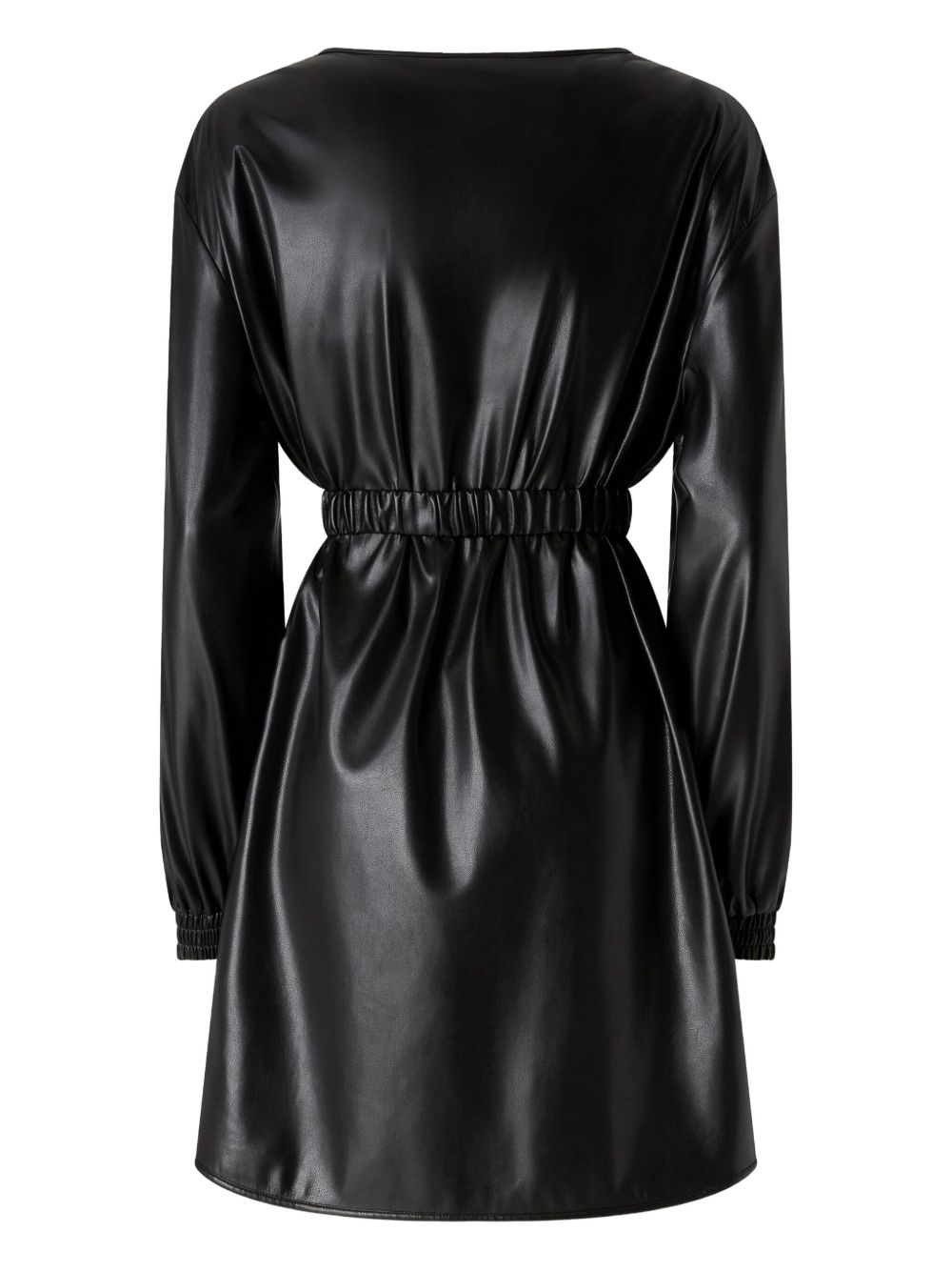 Long-Sleeved Black Minidress With Logo Buckle Belt