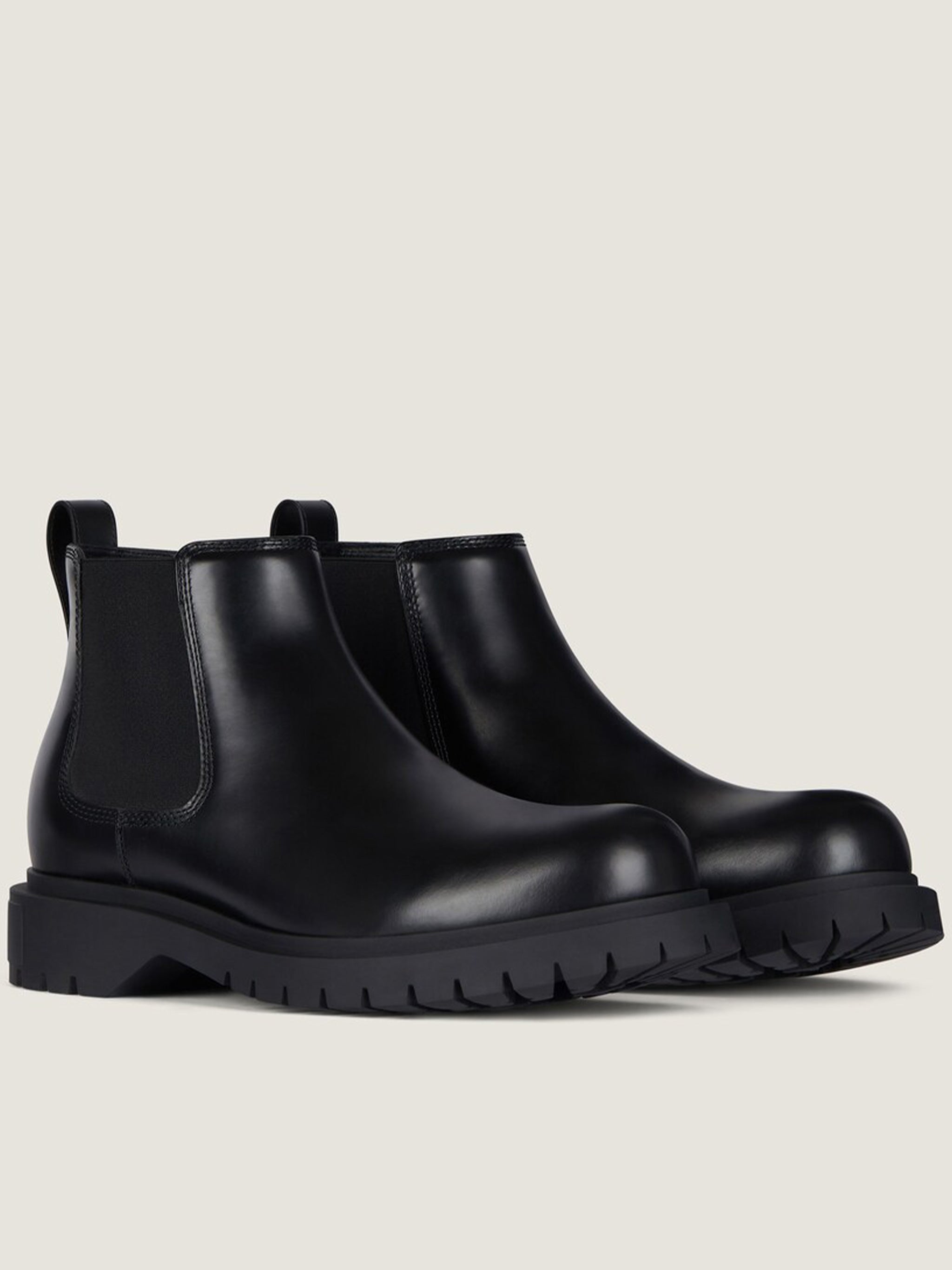 Formal Black Leather Chunky Ankle Boots