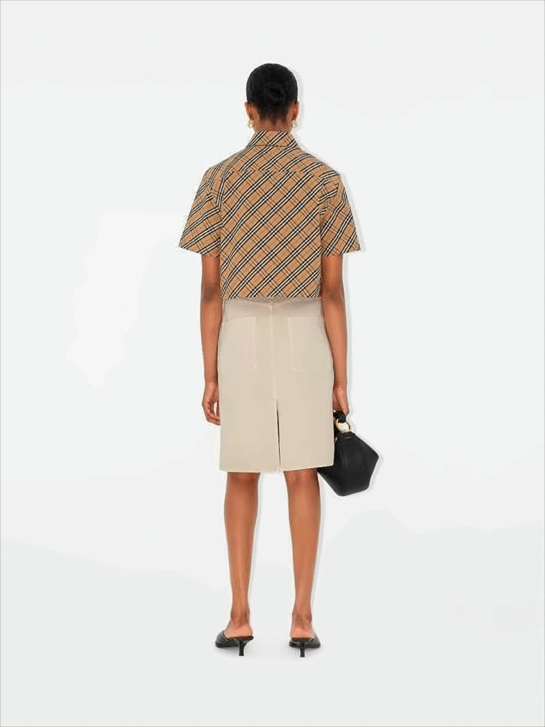 Cropped Check Pattern Blouse