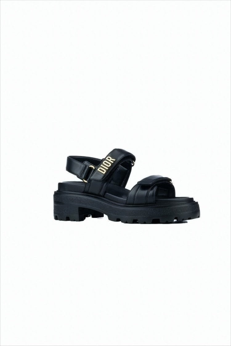 Sole Black Sandals with Adjustable Ankle Strap