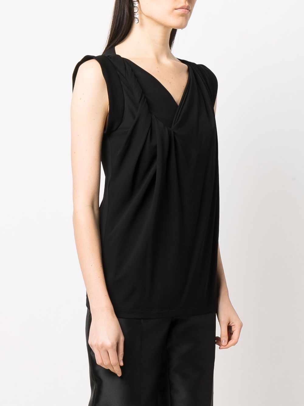 Black Top Draped Viscose Top