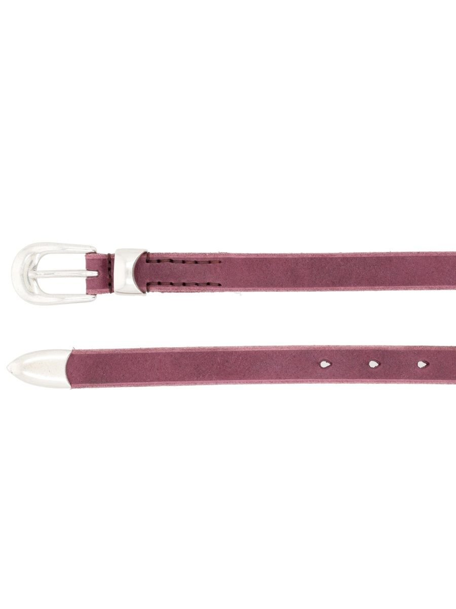Slim Cowhide Leather Belt with Silver-Toned Buckle