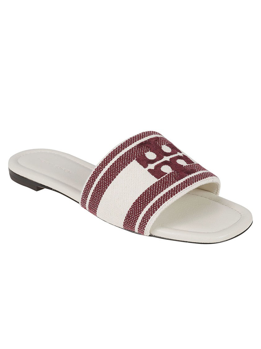 Open-Toe Sandals With Striped Logo Strap