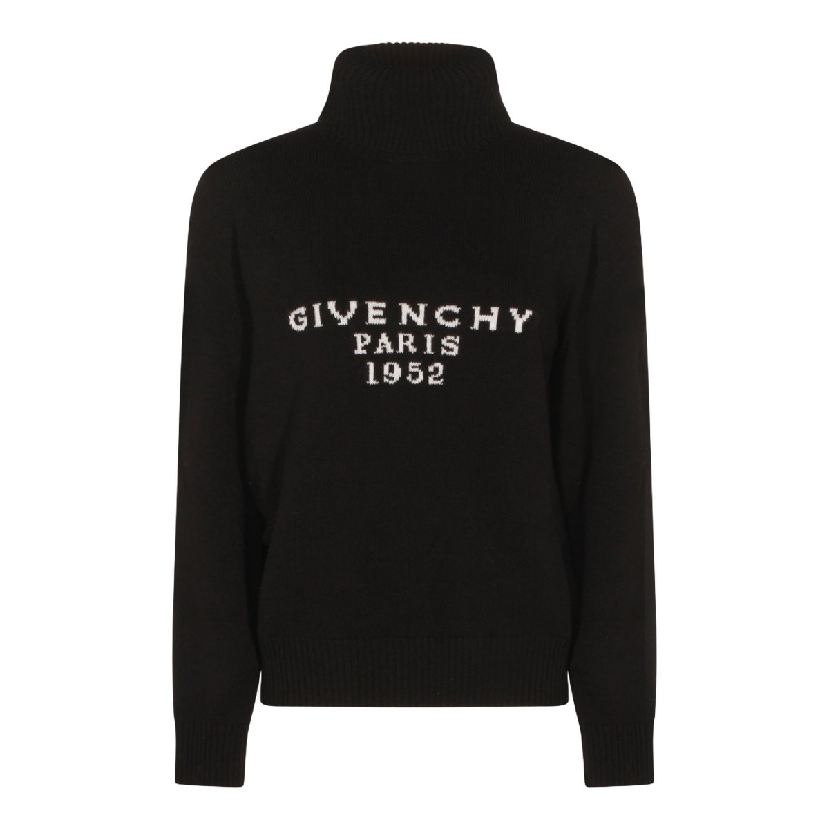 Black Turtleneck Sweater with Ribbed Detailing