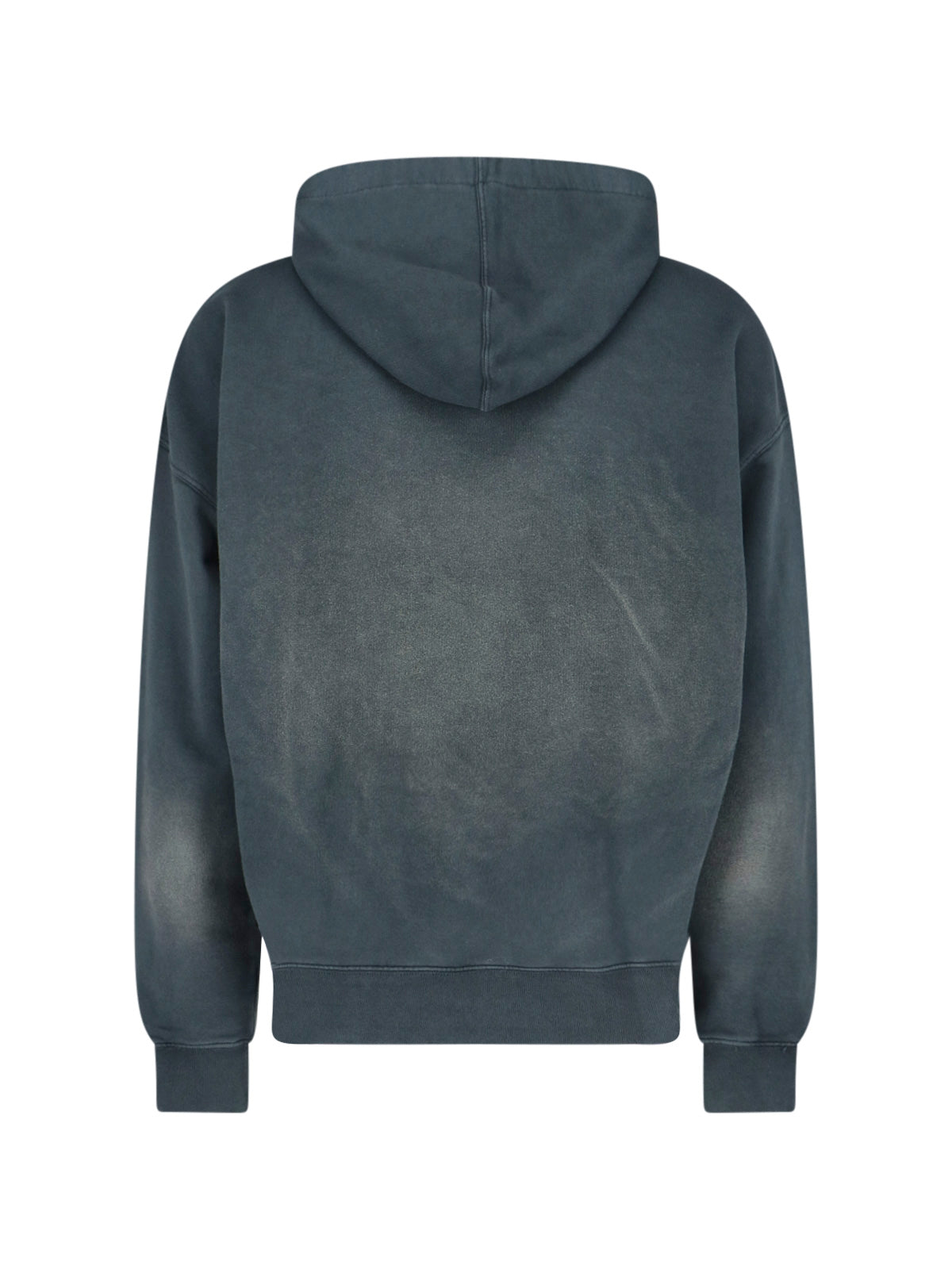 Worn Effect Black Cotton Hoodie
