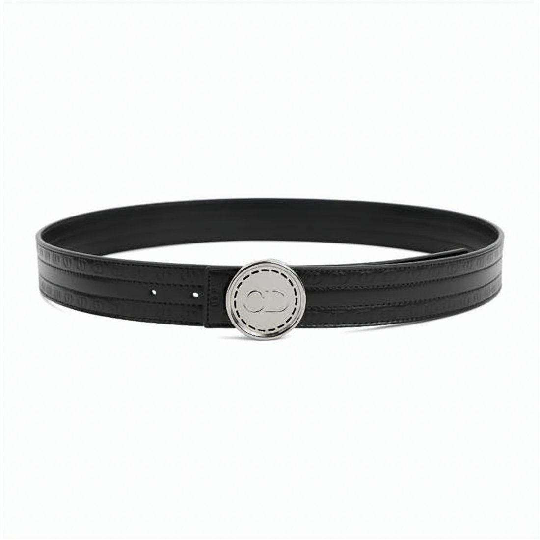 Leather Belt with Engraved Silver Buckle