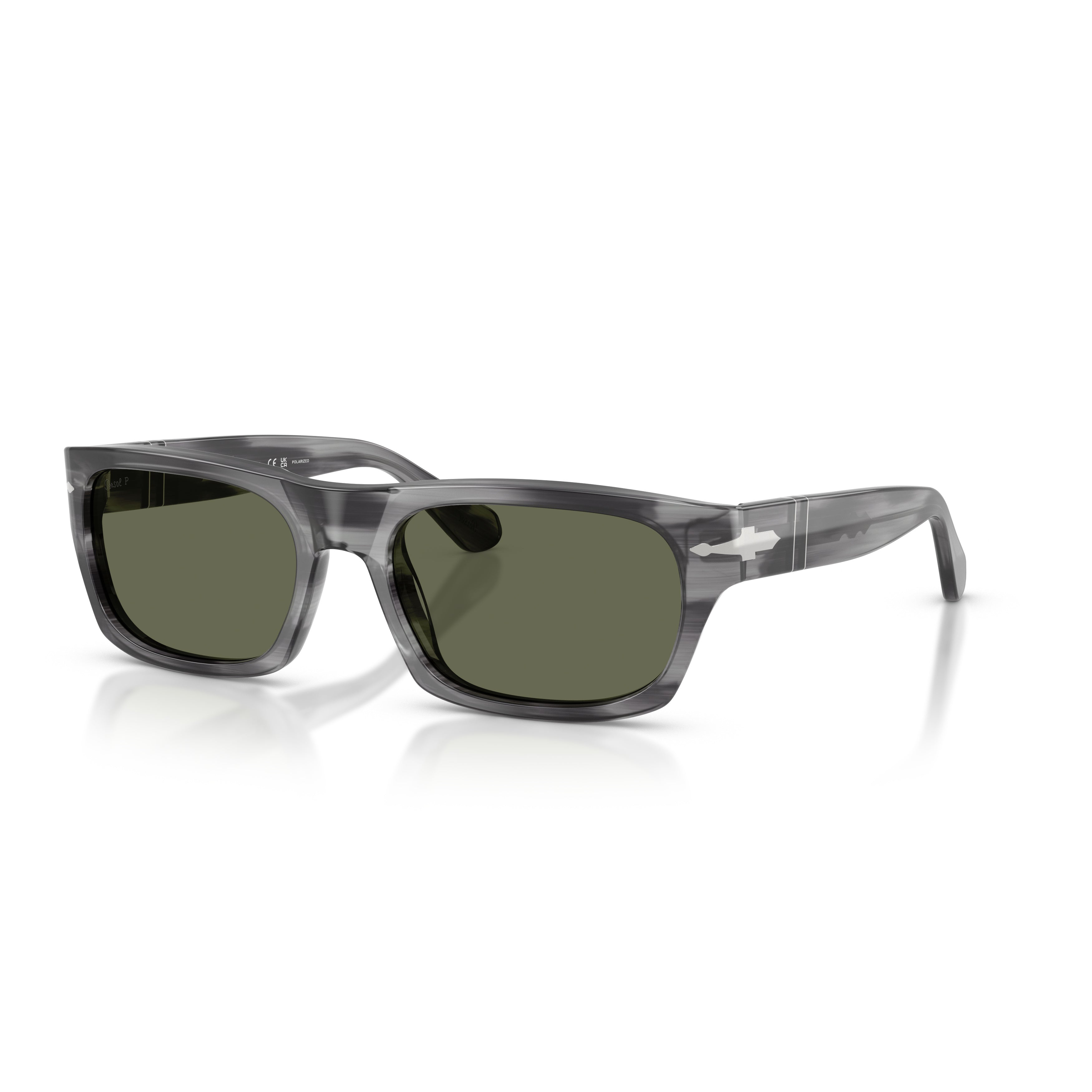 0po3398s Rectangular Grey Acetate Sunglasses with Dark Lenses