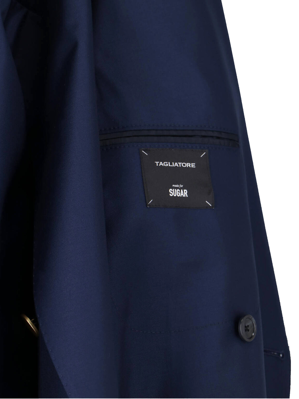 Navy Blue Double-Breasted Wool Blazer