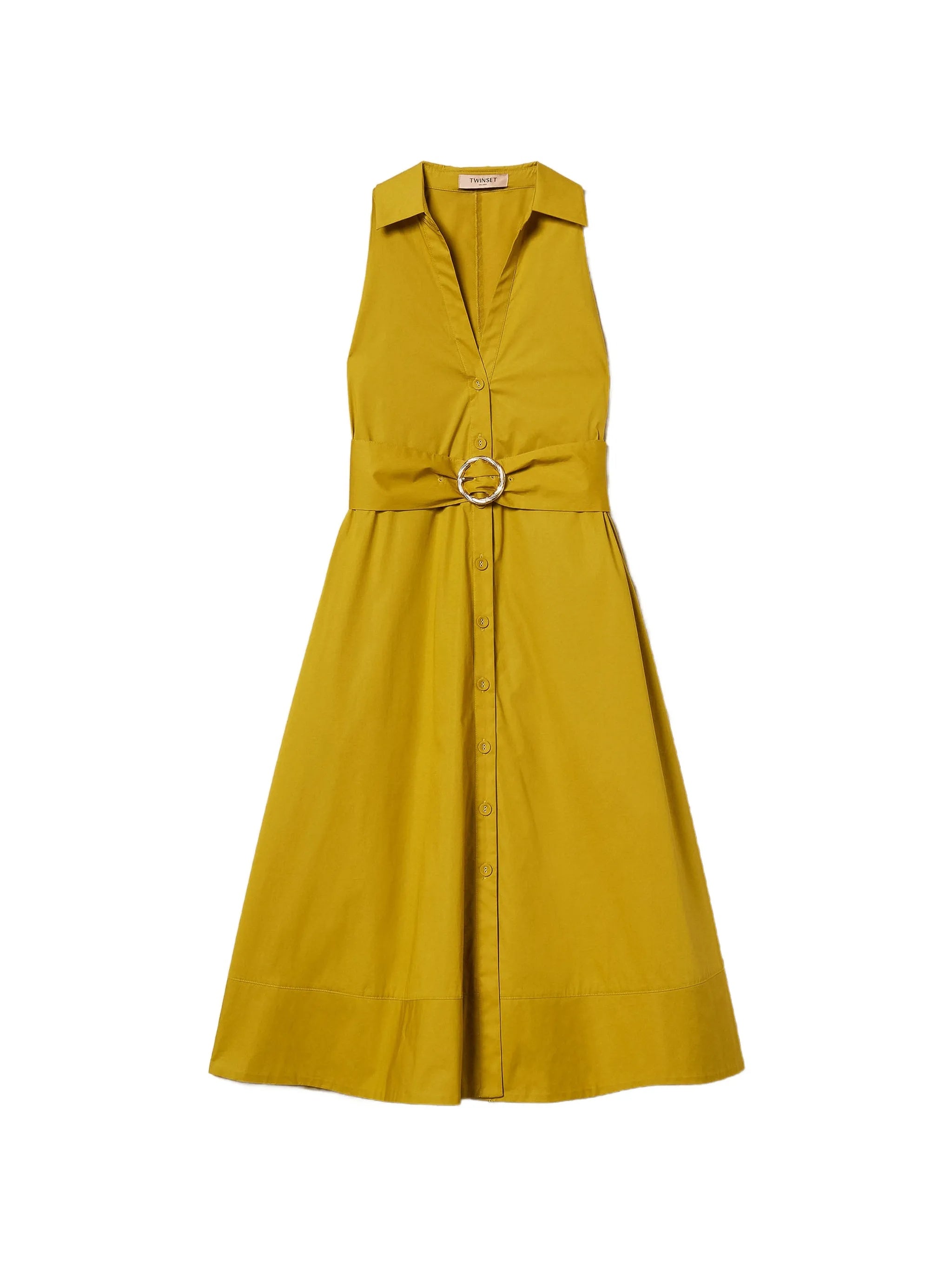 Abito Sleeveless Collared Flared Midi Dress