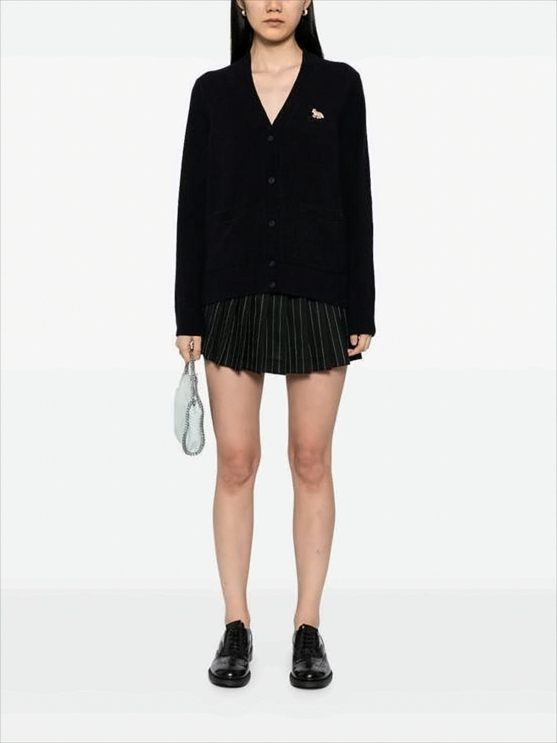 Boxy Black Wool Cardigan