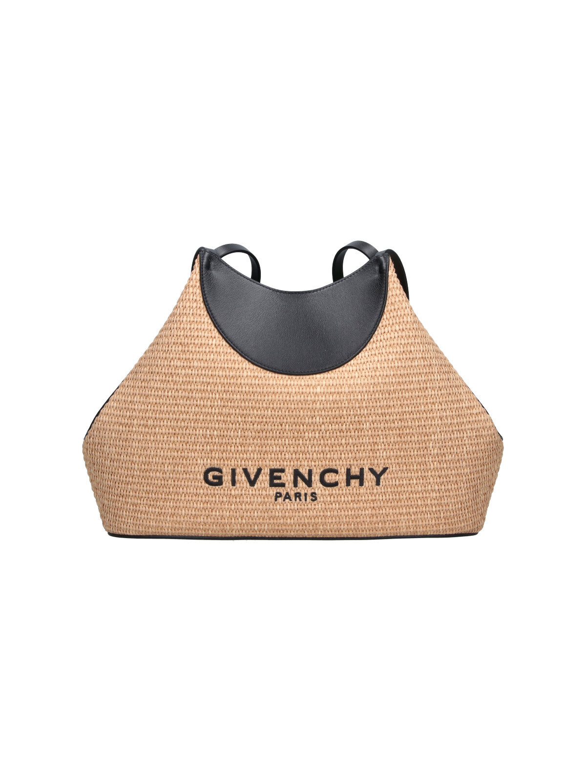 Trapezoidal Tote Bag with Woven Beige Fabric