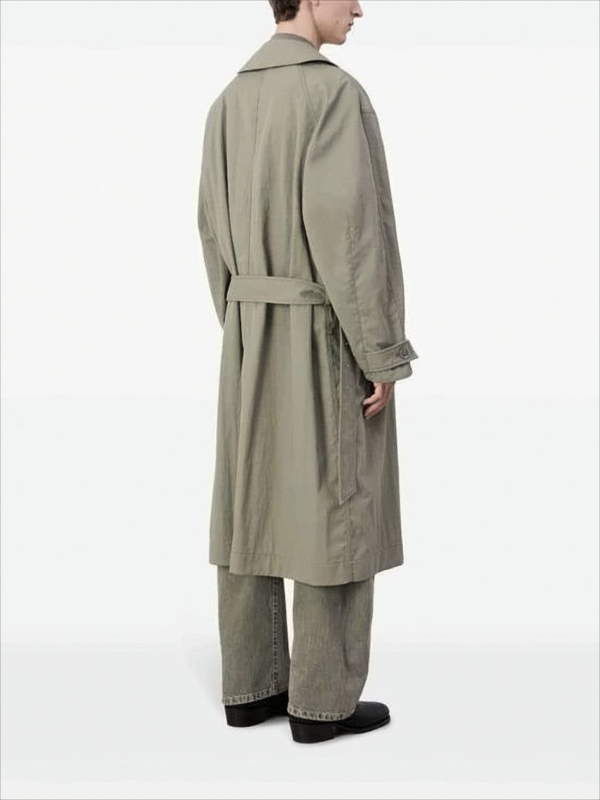 Relaxed Oversized Trench Coat With Belted Waist And Subtle Texture