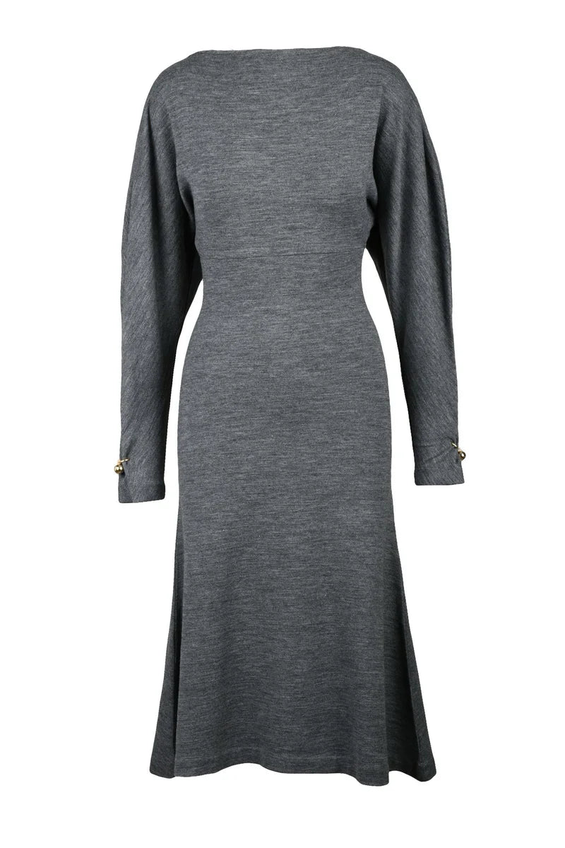 Long Wool Dress Grey - Grey