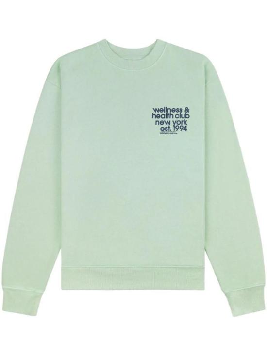 Pastel Green Long-Sleeve Crewneck Sweatshirt With Wellness Club Print