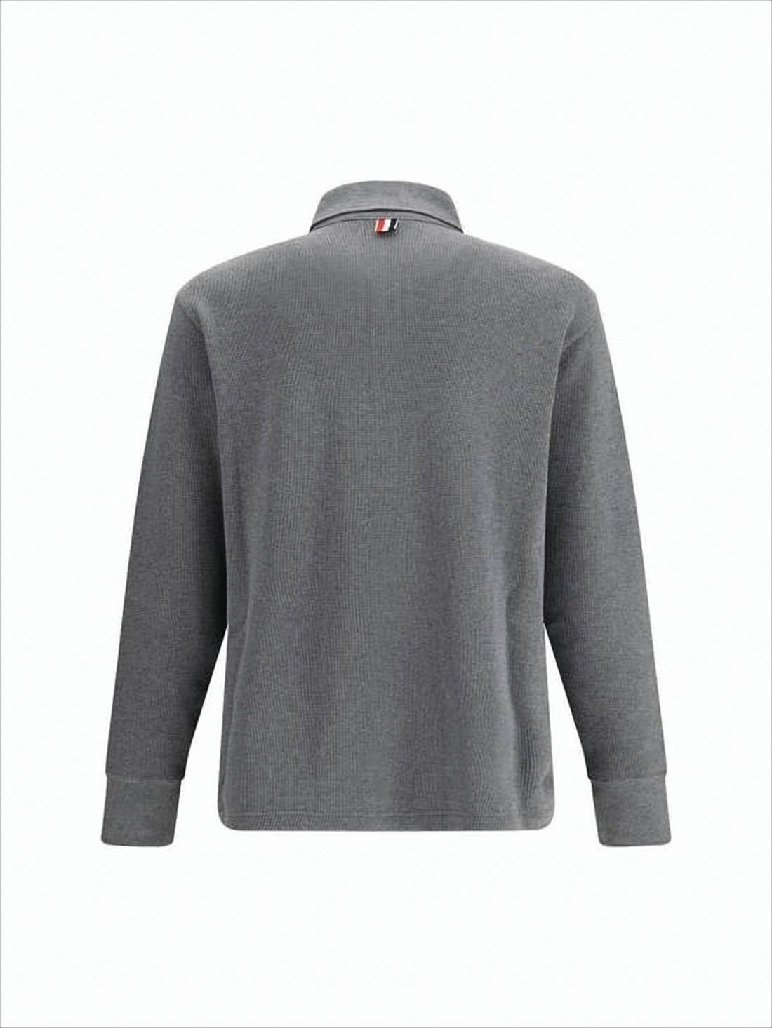 Textured Knit Sweater with Polo Collar
