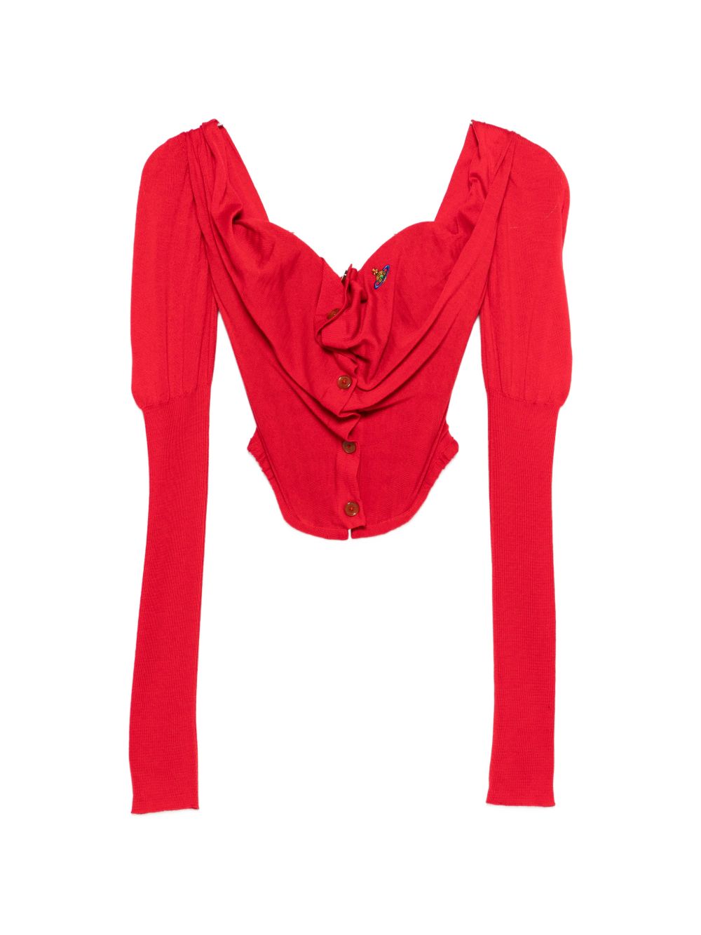 Off-Shoulder Red Top With Draped Neckline