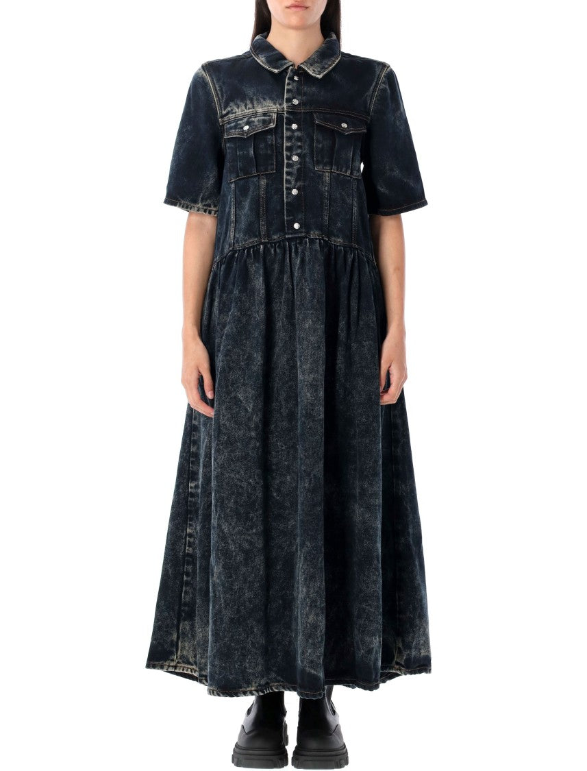 Washed Denim Maxi Dress