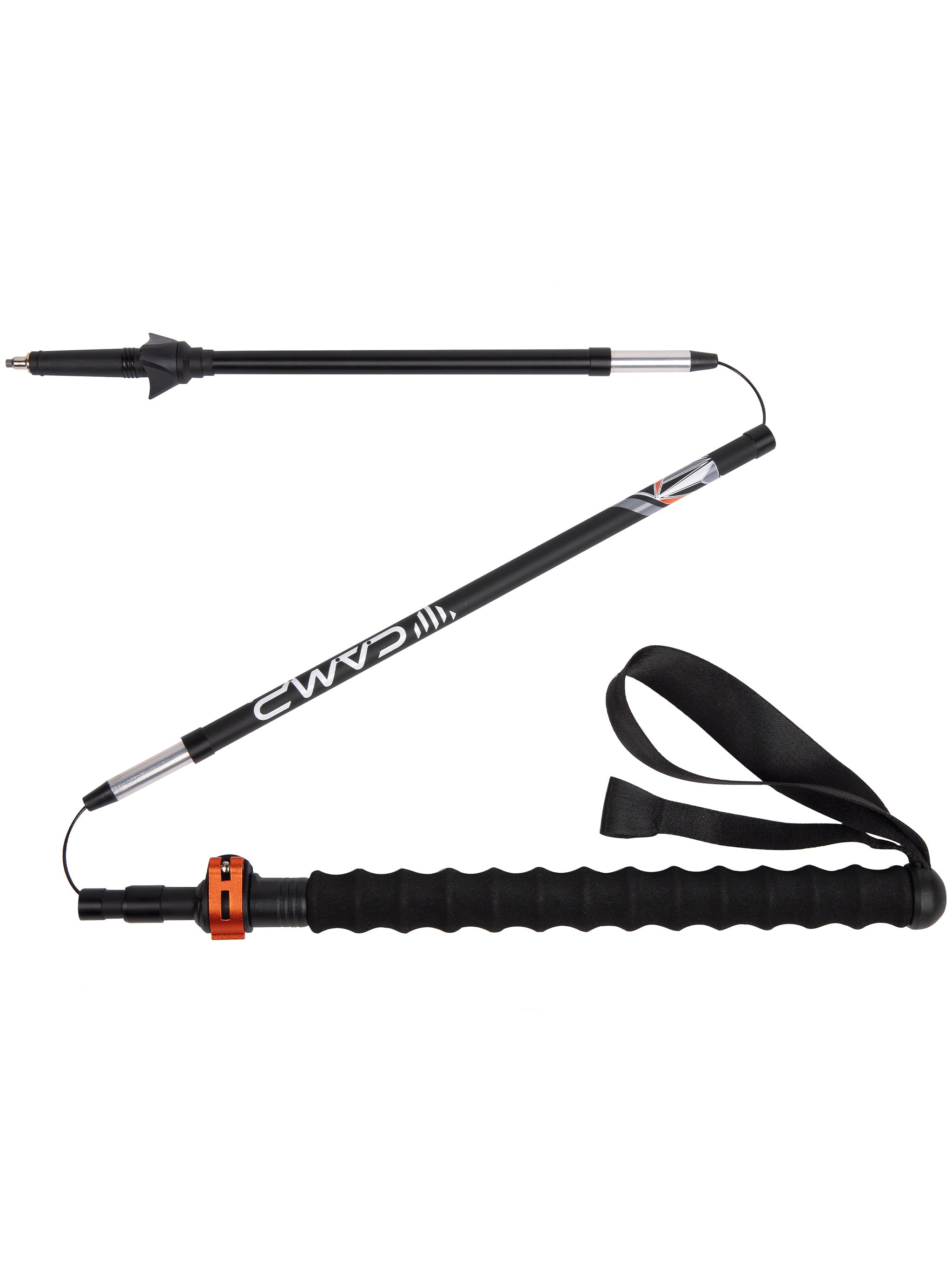 Collapsible Black Trekking Pole With Textured Grip
