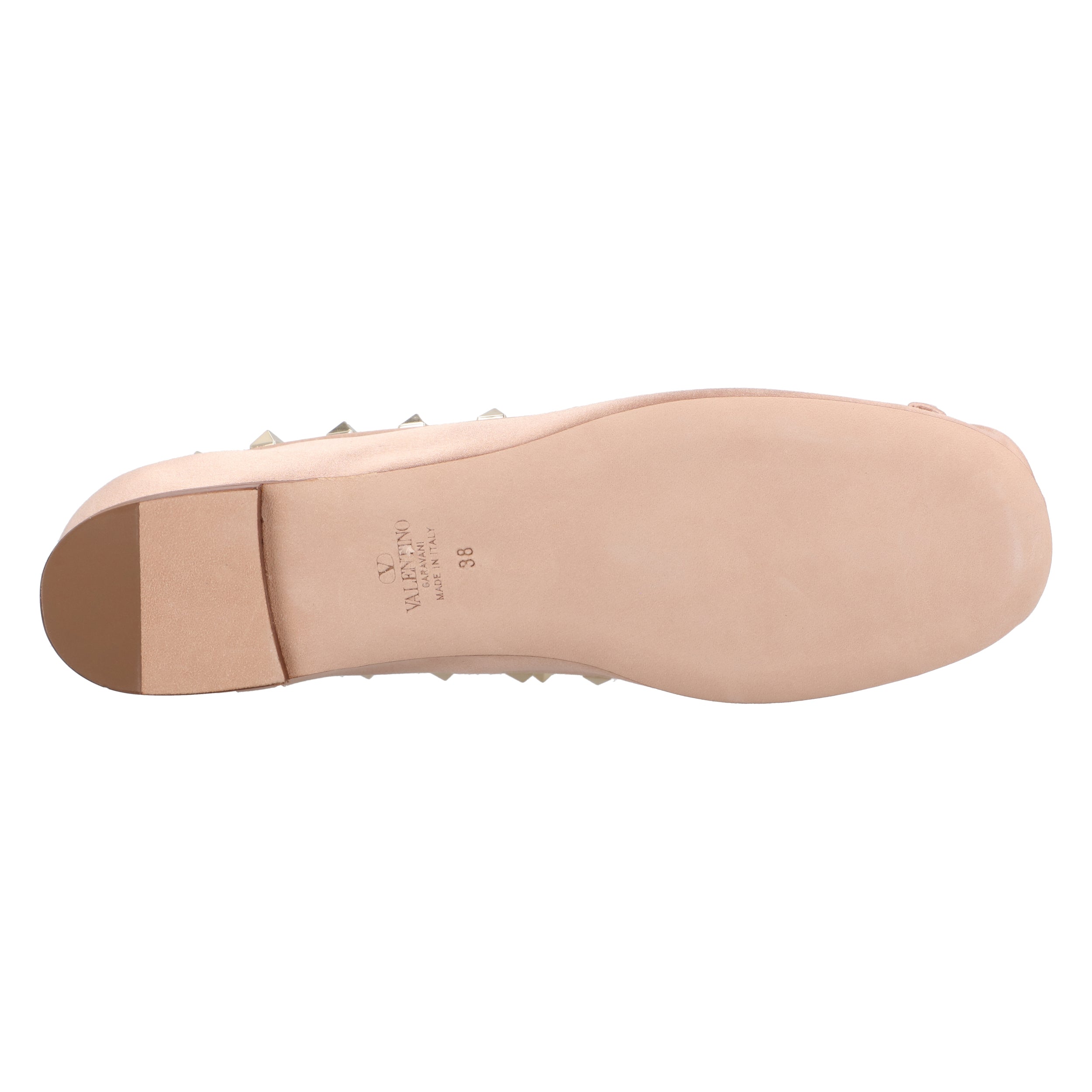 Rockstud Satin Ballerinas Nude