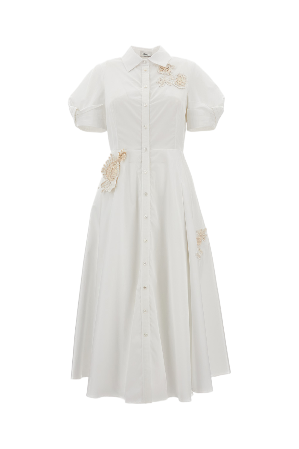 Cotton Midi Dress With Appliqués