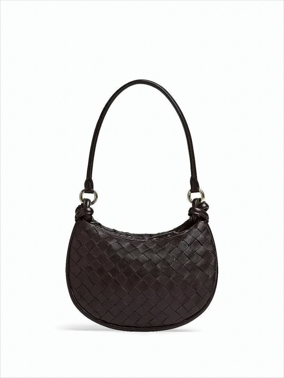 Woven Lambskin Crescent Shoulder Bag
