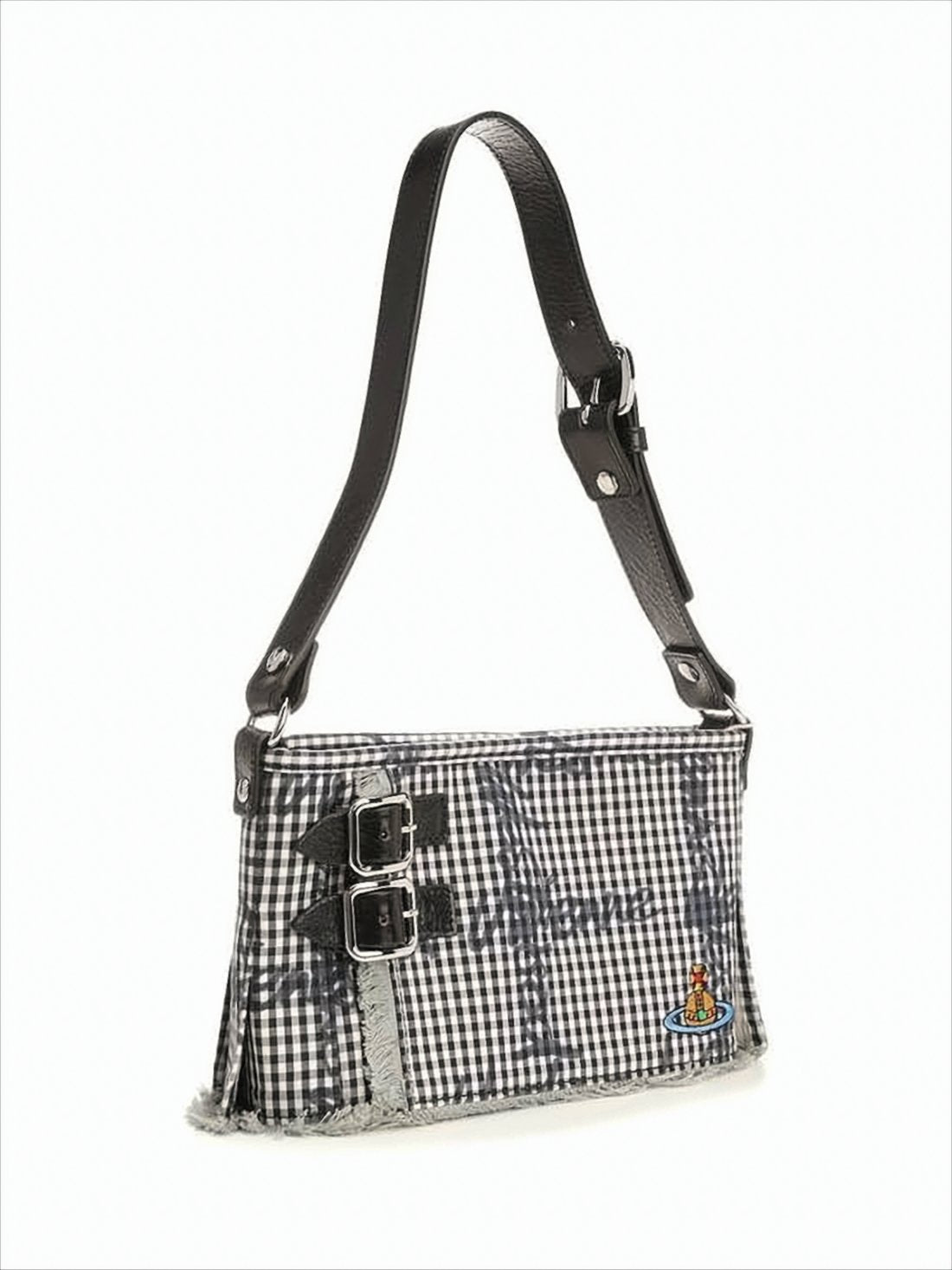 Rectangular Gingham Pattern Shoulder Bag
