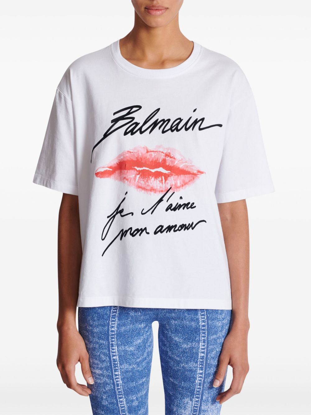 Red Kiss Print Cotton T-Shirt
