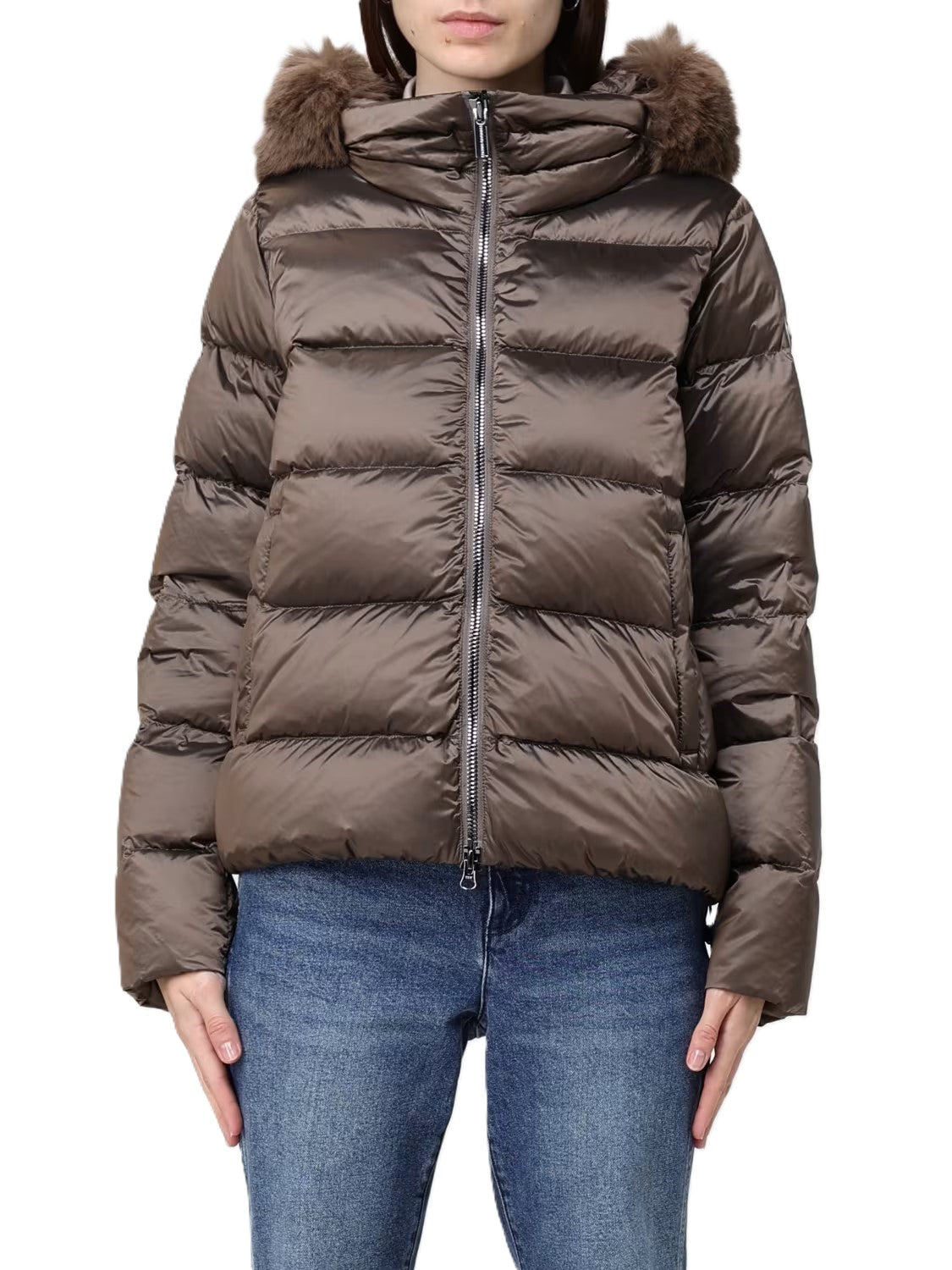 High-Collar Puffer Jacket With Synthetic Fur Trim