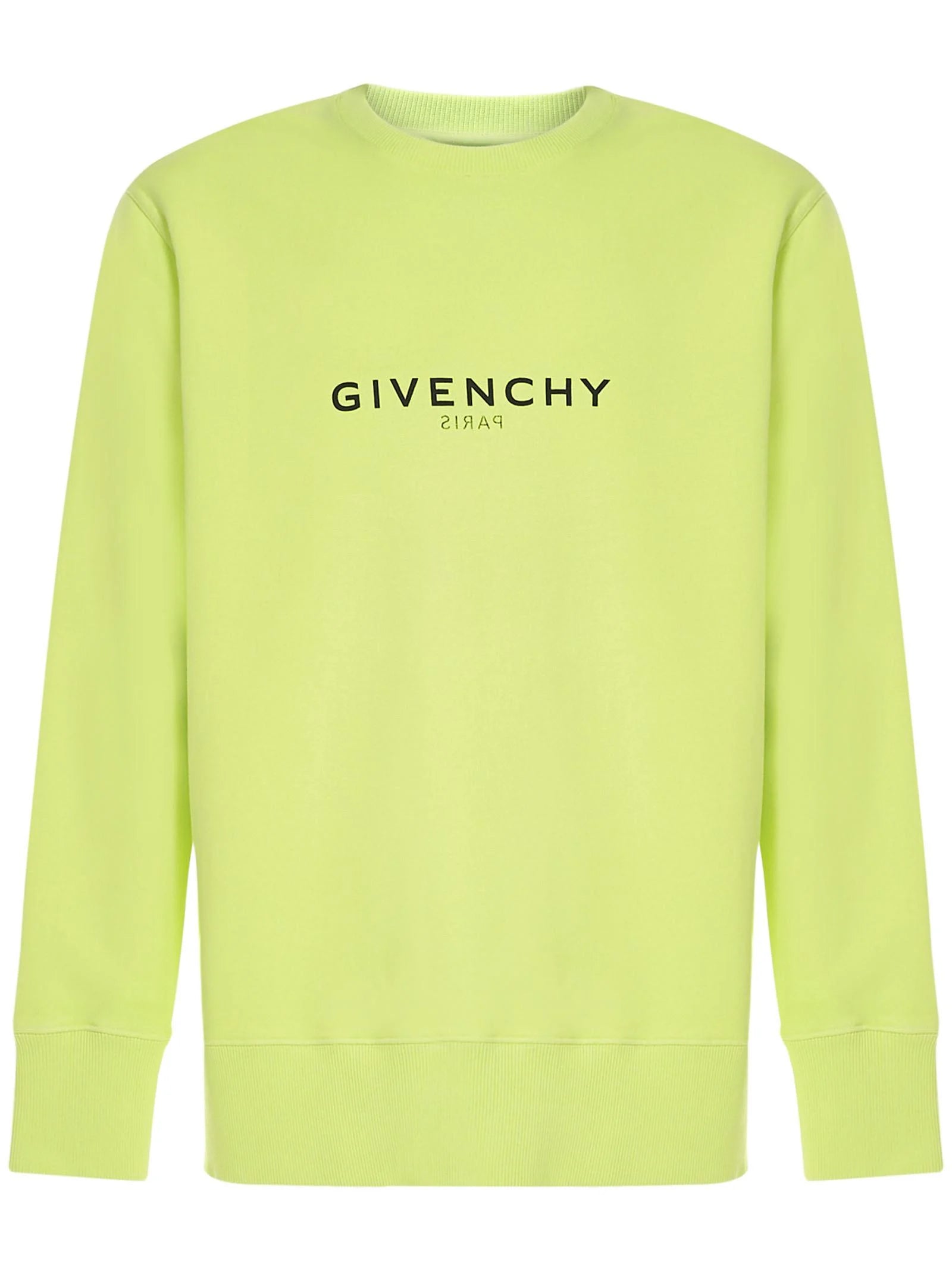 Fluorescent Yellow Crewneck Sweatshirt with Centered Logo