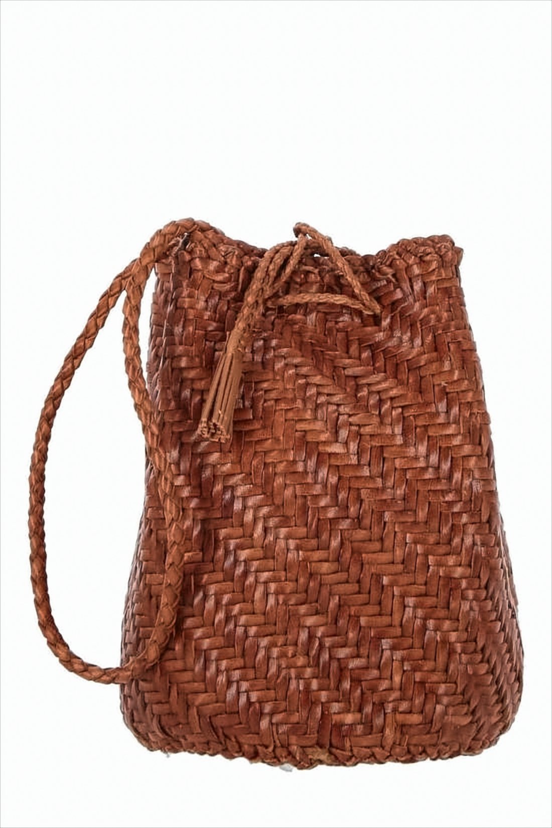 Buffalo Leather Shoulder Bag with Chevron Weave