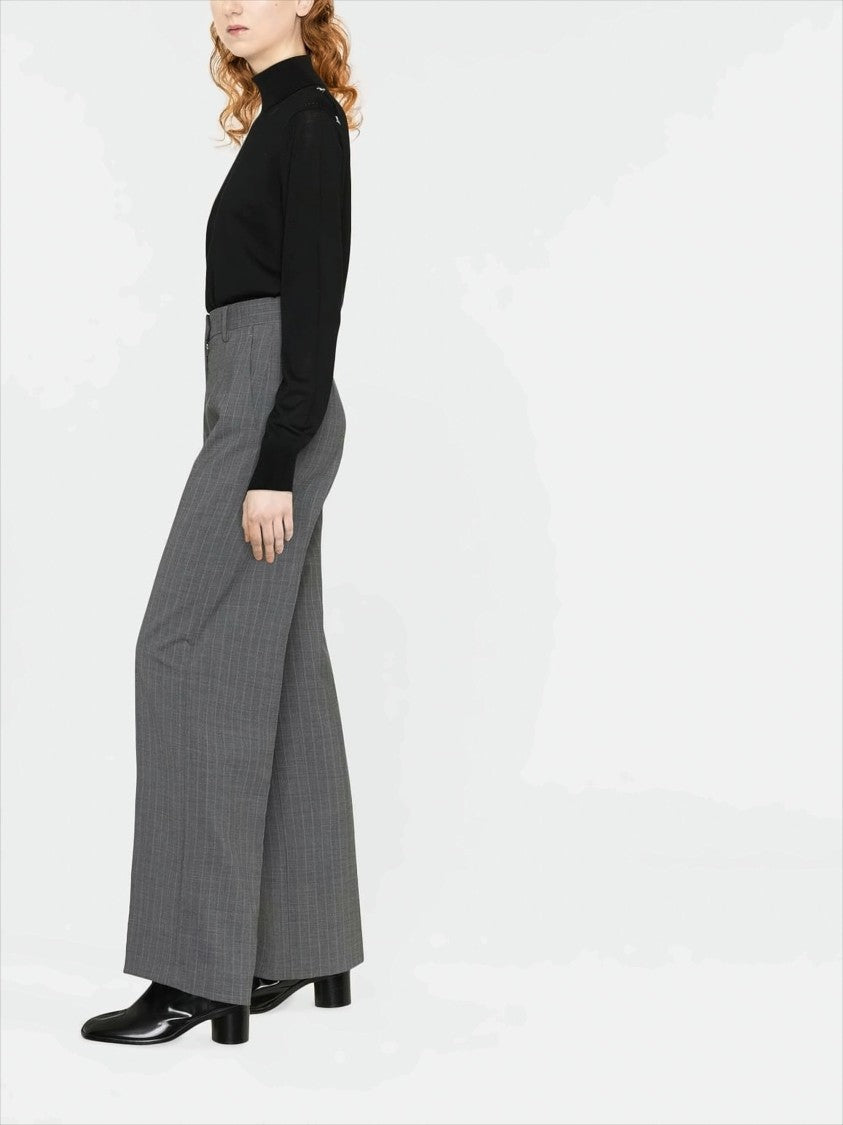 High-Neck Wool Knit Sweater With Subtle Stitch Detailing